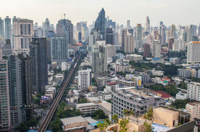 View to the cityscape, downtown and skyscraper of bangkok metropolis in thailand southeast asia