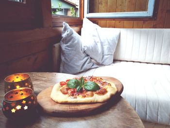 Close-up of food on table