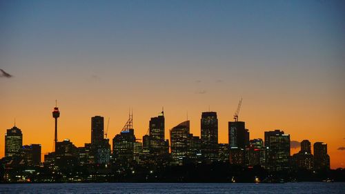 View of buildings against sky during sunset