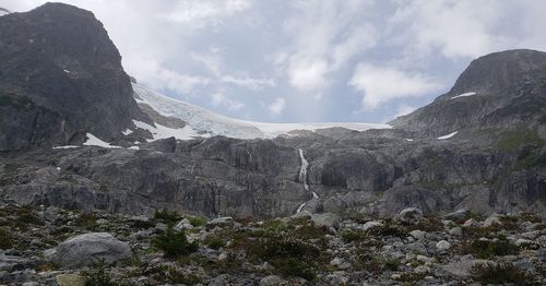 Scenic view of rocky mountains against sky