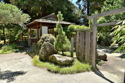 Built structure against trees