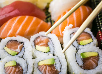 Close-up of sushi in plate