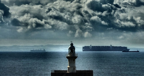 View of sea against cloudy sky