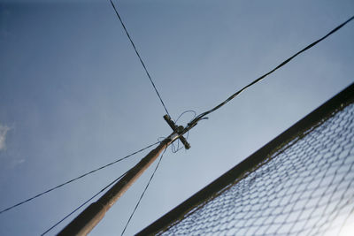 Low angle view of cables against clear sky