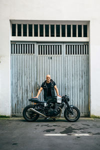 Portrait of man riding motorcycle