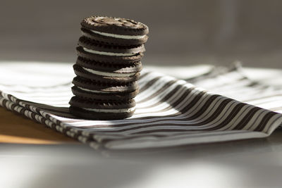 Close-up of cookies on table
