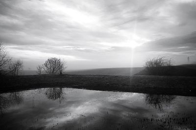 Scenic view of lake against sky