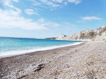 Scenic view of beach against sky