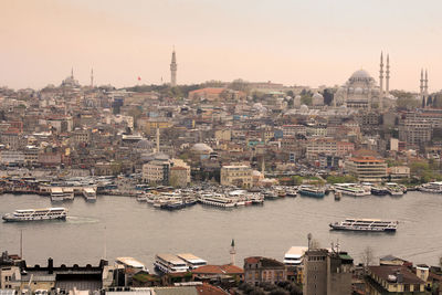 High angle view of buildings in city