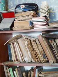 Stack of books on shelf