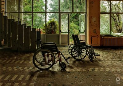 Bicycles in abandoned room