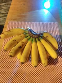 High angle view of bananas on table