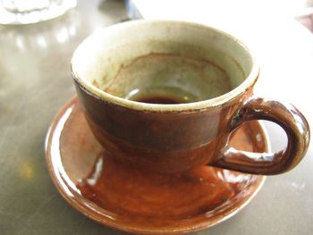 Close-up of tea cup on table