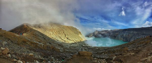 Panoramic view of landscape and mountains against sky