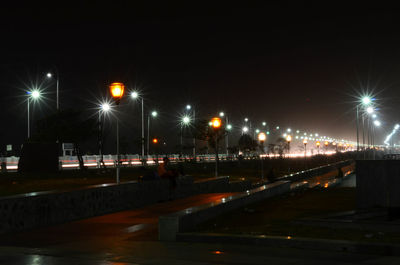 View of illuminated street light at night