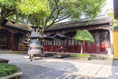 Exterior of temple against building