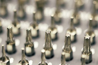 Close-up of bit drivers on table