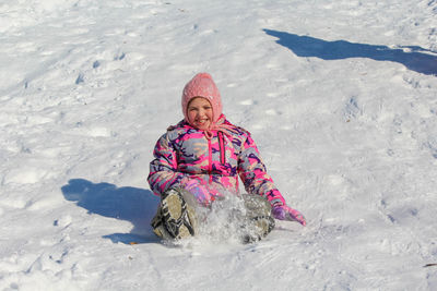 Portrait of girl in snow