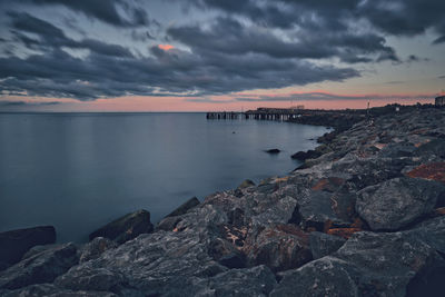 Scenic view of sea against sky during sunset