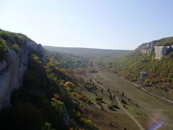 Scenic view of landscape against clear sky