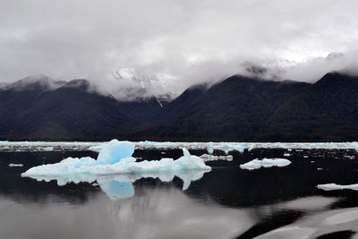 Scenic view of lake against mountain range