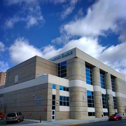 Modern building against blue sky