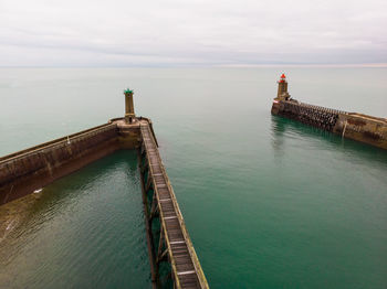 High angle view of sea against sky