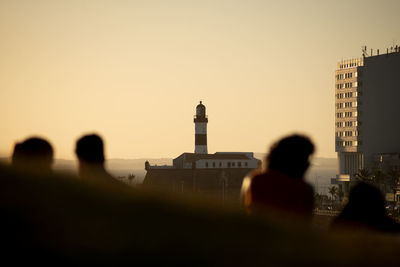 View of the barra lighthouse in the late afternoon in the city of salvador, bahia.