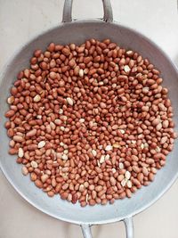 High angle view of beans in container