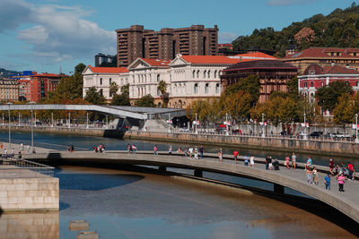 Bridge over river in city