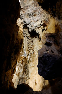 Low angle view of rock formation in cave