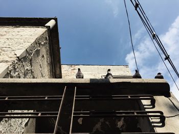 Low angle view of people against sky