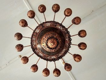 Low angle view of illuminated chandelier