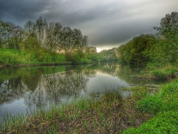 Scenic view of lake against sky