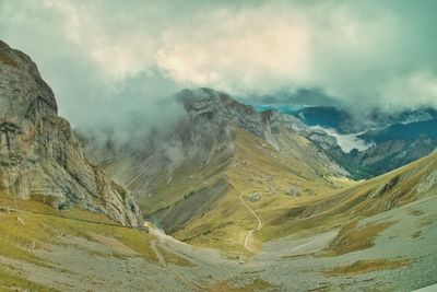 Scenic view of mountains against sky