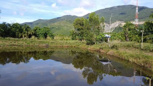 Scenic view of lake against sky