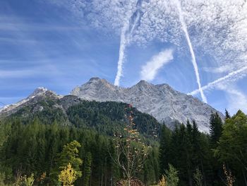 Low angle view of mountains against sky