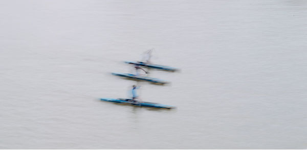 High angle view of ship in water