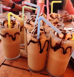 Close-up of coffee served on table