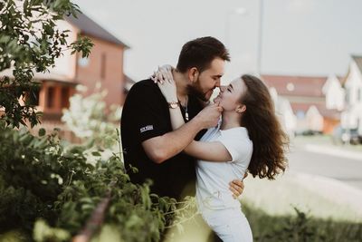 Young couple kissing