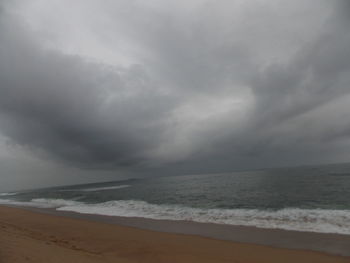 Scenic view of sea against cloudy sky