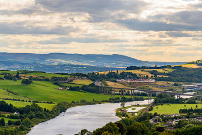 Scenic view of landscape against cloudy sky