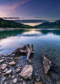 Scenic view of lake against sky