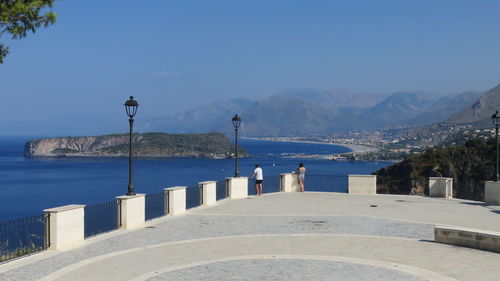 View of calm sea against clear sky