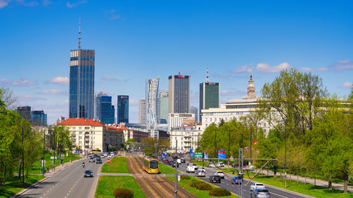 High angle view of city street