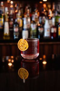 Close-up of cocktail on table