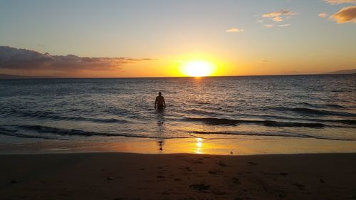 Scenic view of sea at sunset