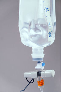 Close-up of iv drip in hospital