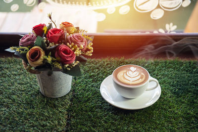 Coffee served on table