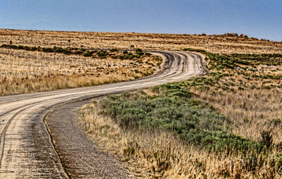 Scenic view of road against clear sky